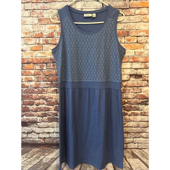 L.L. Bean Dresses & Skirts - Blue Sleeveless LL Bean Knit Stretch Dress Women’s Size Medium